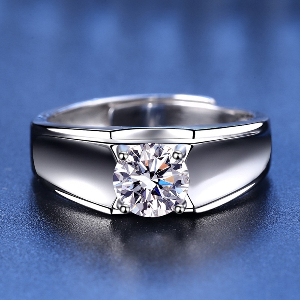 Certified 1ct. t.w.Color Grade D Moissanite Diamond Mens Wedding Ring